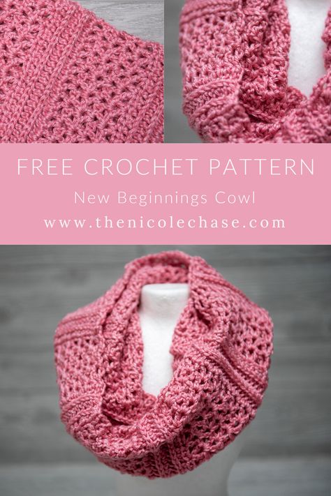 Nicole Chase, Crochet Infinity Scarf Free Pattern, Crochet Infinity Scarf Pattern, Simple Scarf Crochet Pattern, Crocheted Scarves, Scarves Crochet, Crochet Cowl Free Pattern, One Skein Crochet, Crochet Cowls