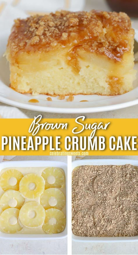 Pineapple Sour Cream Cake, Baking Recipes With Pineapple, Pineapple Coffee Cake Recipes, Pineapple Coffee Cake, Pineapple Dessert Ideas, Pineapple Rings Recipes, Pineapple Glaze For Cake, Desserts With Pineapple, Pineapple Crumble