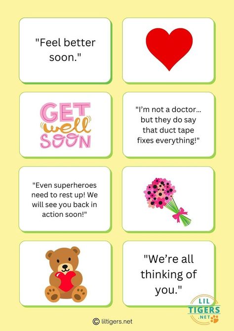 Free Printable Get Well Soon Notes Get Well Soon Wishes, Get Well Soon Messages, Get Well Messages, Feel Better Soon, Better Quotes, Get Well Quotes, Feel Better Quotes, Stem Experiments, Skip School