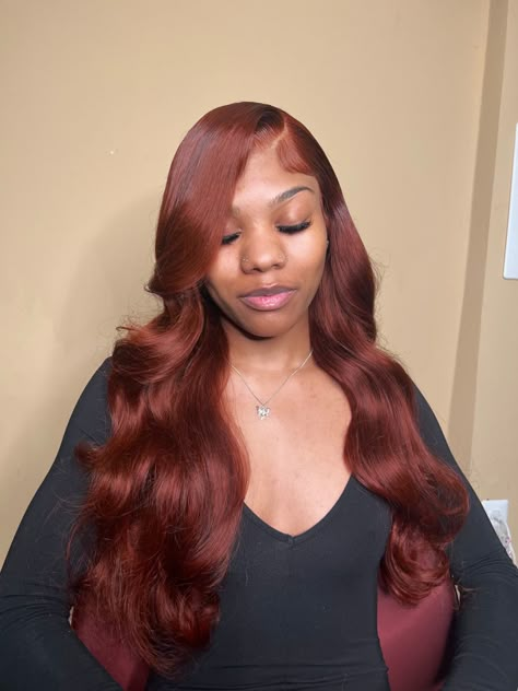 Burgundy Hair, Slick Hairstyles, Front Lace Wigs Human Hair, Hair Dye Colors, Baddie Hairstyles, Hair Inspiration Color, Reddish Brown, Hair Color For Black Hair, Ginger Hair