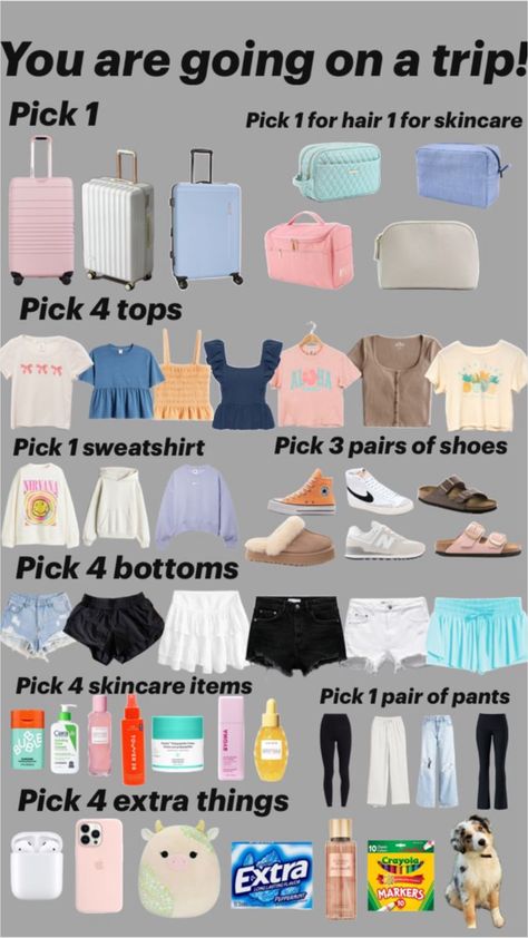 School Trip Aesthetic Outfits, Preppy Packing List, Outfits For Flying, Cute Easy Outfits For School, Road Trip Necessities, Road Trip Bag, Aesthetic Hawaii, Road Trip Kit, Travel Fits