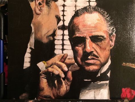 The Godfather. Acrylic on board. 8x10. This is the first person I painted in acrylics. Godfather Painting, Pool Room, Portraiture Drawing, Ballroom Dance Dresses, Room Art, Ballroom Dance, The Godfather, Dance Dresses, Oil Pastel