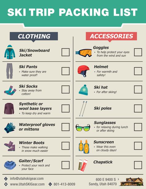 ski trip packing list. what to pack for a ski trip. family ski vacation | Utah Ski Trip | Utah Ski Gear Ski Vacation Packing List, Utah Ski Trip, Ski Trip Essentials, Packing List Kids, Ski Trip Packing List, Ski Trip Packing, Skiing Workout, Family Ski Vacation, Ski Pack