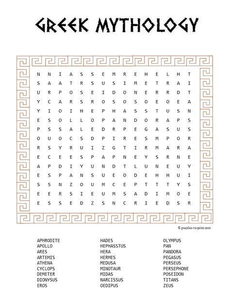 Greek Mythology Word Search - Puzzles to Print Greek Mythology Worksheets, Greek Mythology Lessons, Ancient Greece History, Ancient Greece Art, Online Games For Kids, Greek Week, Travel Humor Quotes, Word Search Printables, Greek Mythology Gods