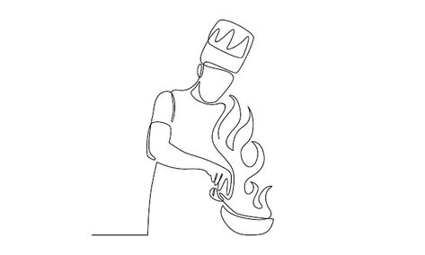 Chef Logo, Food Tattoos, Wok Cooking, Continuous Line, Wire Art, Vector Photo, Gourmet Recipes, Tattoos For Guys, Graphic Resources