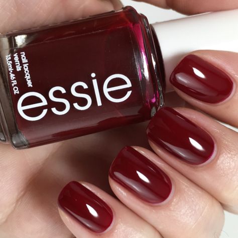 Essie Bordeaux Nails, February Colors, Color Of The Month, Essie Polish, Essie Nail Polish, Mani Pedi, Natural Nails, Essie, Deep Red