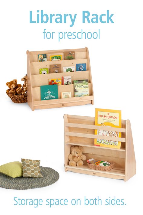 Anchor the preschool book nook with this graceful book display. There's generous storage on both sides of this 32" high shelf, and hidden wheels that flip out when you need to move it. Find the details here. Preschool Bookshelf, Classroom Shelves, Kindergarten Furniture, Community Playthings, Lilly Grace, Book Display Shelf, High Shelf, Preschool Room, Preschool Furniture