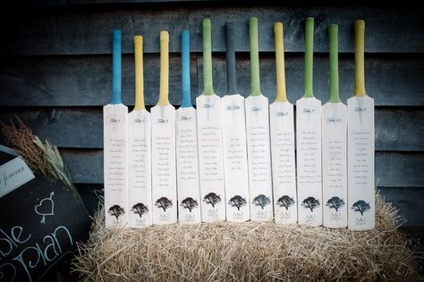 Table Seating Plan Chart Bat Pretty Pink Country Cricket Horse Wedding http://andrewbrannanphotography.co.uk/ Loz Wedding, Cricket Wedding, Vintage High Tea, Childhood Sweethearts, Wedding Table Seating Plan, Cricket Player, Bridesmaid Gift Ideas, Horse Wedding, Whimsical Wonderland