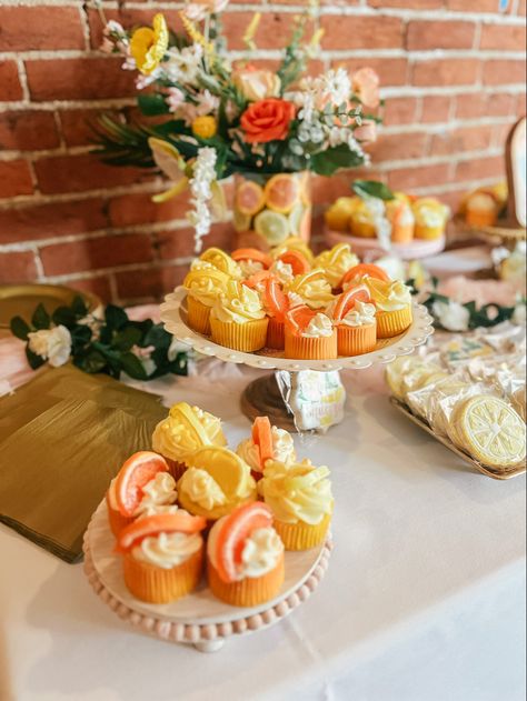 Citrus Bridal Shower Desserts, Main Squeeze Bridal Shower Cake, Citrus And Sunset Bridal Shower Theme, Main Squeeze Bridal Shower Orange, Bridal Shower Citrus Theme, Main Squeeze Bridal Shower Theme Orange, Citrus Brunch, Citrus Party, Italy Party