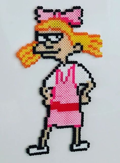 Cartoon Perler Bead Patterns, Older Kids Crafts, Pyssla Ideas, Mini Hama Beads, Hamma Beads, Hey Arnold, Perler Crafts, Diy Perler Bead Crafts, Beads Ideas