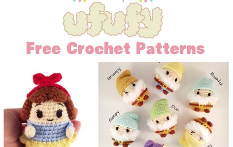 I recently updated my Free Tsum Tsum crochet posts with more patterns, so decided to give these super cute and free Ufufy crochet patterns... Pixar Crochet, Crochet Tsum Tsum, Crochet Eggs, Amigurumi Characters, Chibi Disney, Mini Amigurumi, Crochet Disney, Crochet Dolls Free Patterns, Crochet Keychain Pattern