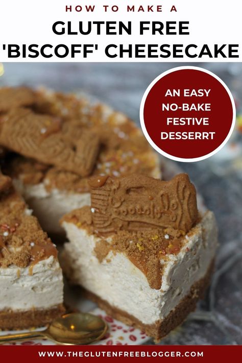 This gluten free speculoos cheesecake is a fab Christmas dessert idea, filled with cinnamon-spice with swirls of gluten free Biscoff spread. Gluten Free Biscoff, Gluten Free Yule Log, Christmas Cheesecake Recipes, Dessert For Christmas, Bake Gluten Free, Perfect Christmas Dessert, Christmas Cheesecake, Biscoff Cheesecake, Delicious Christmas Desserts