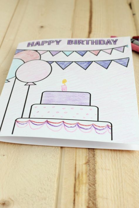 Happy Birthday Drawings, Happy Birthday Card Design, Happy Birthday Cards Printable, Happy Birthday Printable, Birthday Coloring Pages, Birthday Card Drawing, Simple Birthday Cards, Homemade Birthday Cards, Easy Birthday