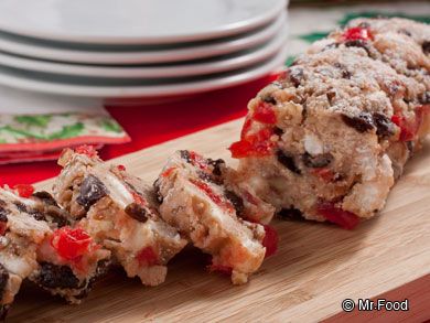 Holiday Cherry Nut Logs | I had a recipe for this calling for graham cracker crumbs instead of vanilla wafers. Wonder if they would work here? Best Fruit Cake Recipe, Nut Roll Recipe, Christmas Pastry, Nut Roll, Fruit Cake Recipe, Fruit Cake Cookies, Vanilla Wafer, Nut Rolls, Fruit Cake Christmas