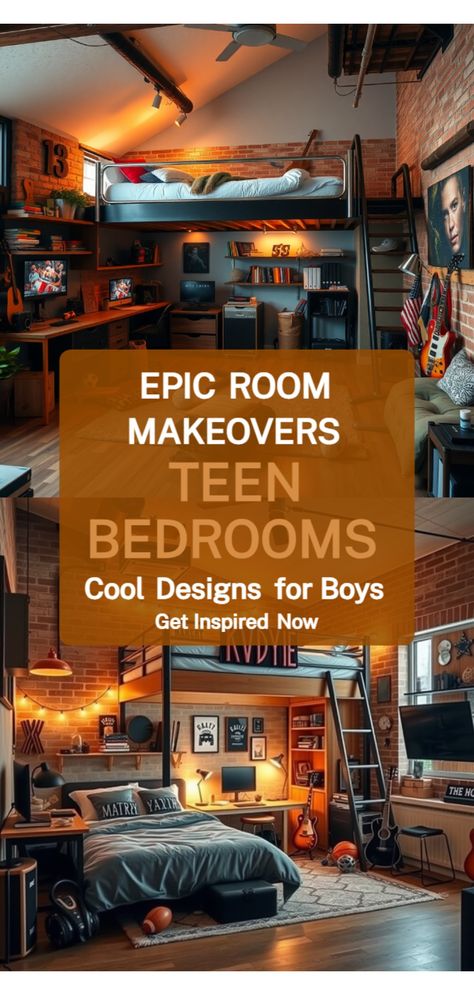 Stylish teenage boy bedroom inspirations Wall Art Teenage Boys Bedroom, Cool Teen Boy Rooms, Rustic Teen Boy Bedroom, Teen Boy Shared Bedroom, Boy Bedroom Ideas Teen, Moody Boys Room, Teen Boy Bedroom Designs, Boys Bedrooms Ideas, Boys Small Bedroom Ideas