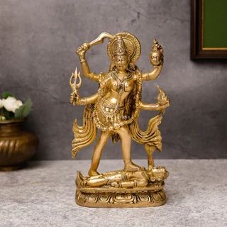 Antique-Finish -Hindu -Goddess -Kali -Brass -Statue Parvati Sculpture, Devi Kali, Kali Shiva, Maa Kali, Goddess Kali, Hindu Goddess, Brass Statues, Antique Finish, Shiva