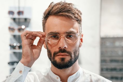 Modern Trendy Men's Glasses for Different Face Shapes Men Glasses Style Face Shapes, Men’s Glasses Style 2024, Men’s Eyeglasses Style, Men’s Glasses Trendy, Men Glasses Aesthetic, Glasses For Different Face Shapes, Men Glasses Style, Mens Glasses Trends, Glasses For Long Faces