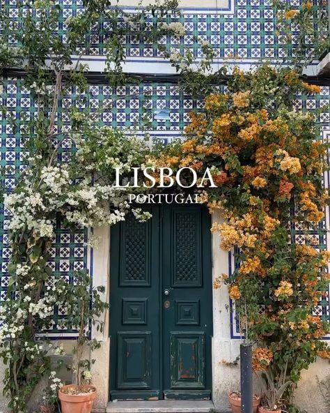 Lisbon, Portugal 🇵🇹 A charming doorway adorned with vibrant flowers and traditional Portuguese tiles, capturing the essence of Lisbon’s historic and colorful architecture. Lisbon Hotel, Colorful Architecture, Grilled Sardines, Hotels Portugal, Portuguese Culture, Iberian Peninsula, Hotel Food, Portuguese Tiles, City Hotel