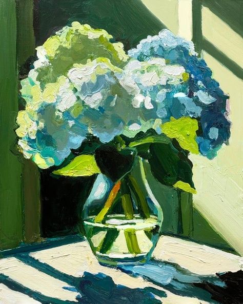 Richard Claremont, Hydrangea Painting, Flowers In A Vase, Abstract Floral Art, Keramik Design, Abstract Flower Painting, Arte Inspo, Yellow Light, Flower Art Painting