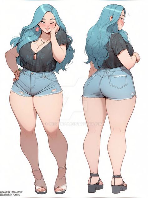 Short Character Reference, Female Plus Size Reference, Short Curly Hairstyles Drawing Reference, Chubby Character Reference, Thick Female Pose Reference, Thick Character Base, Cartoon Woman Face, Thick Body Type Drawing Reference, Plus Size Female Oc