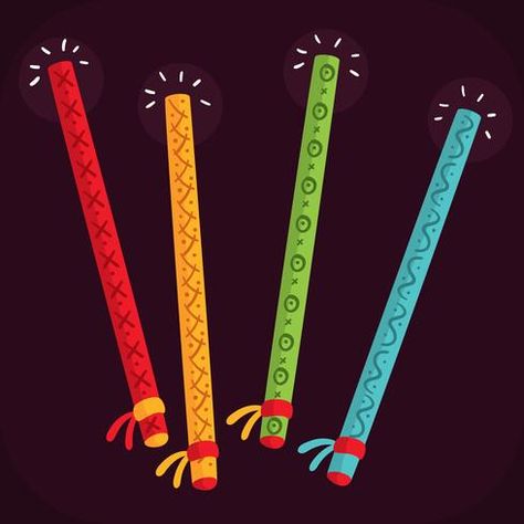 Colorful Dandiya Sticks vector Dandiya Sticks, Flower Decoration For Ganpati, Decoration For Ganpati, School Decorations, Flower Decorations, Vector Art, Art Images, Template Design, Vector Free