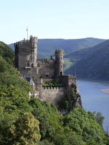 Photographic Print: Rheinstein Castle Near Trechtingshausen, Rhine Valley, Rhineland-Palatinate, Germany, Europe by Hans Peter Merten : 24x18in Rhine Valley, Rhineland Palatinate, Castle Mansion, European Castles, Germany Castles, Chateau France, Castle Ruins, Beautiful Castles, Medieval Castle