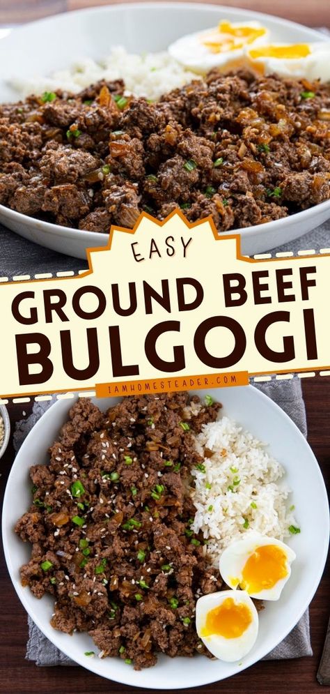 Ground Beef Bulgogi Recipe, Ground Beef Bulgogi, Beef Bulgogi Recipe, Minced Beef Recipes, Bulgogi Recipe, Easy Ground Beef, Bulgogi Beef, Dinner With Ground Beef, Ground Beef Recipes For Dinner