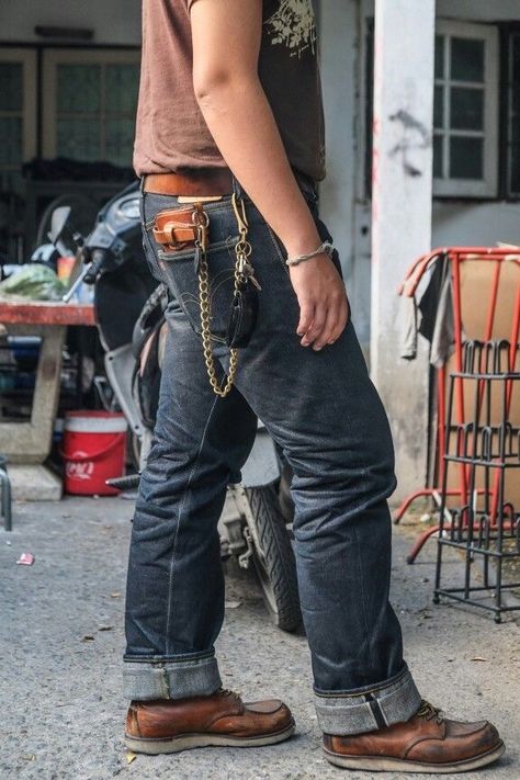 Samurai Jeans, Red Wing Style, Denim Workwear, Red Wing Boots, Denim Wear, Red Wing Shoes, Rugged Style, Japanese Denim, American Clothing