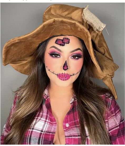 Cute Scarecrow Makeup, Creepy Halloween Makeup Ideas, Scarecrow Makeup Ideas, Diy Adult Halloween Costumes, Scarecrow Halloween Makeup, Easy Halloween Makeup Ideas, Halloween Costumes Scarecrow, Cute Scarecrow, Easy Halloween Makeup