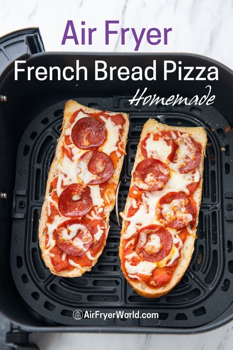 Air Fryer French Bread Pizza, Air Fryer French Bread, Pizza Easy, Air Fryer French Fries, French Bread Pizza, Frozen French Fries, Pizza Fries, Pizza Recipes Easy, Bread Pizza