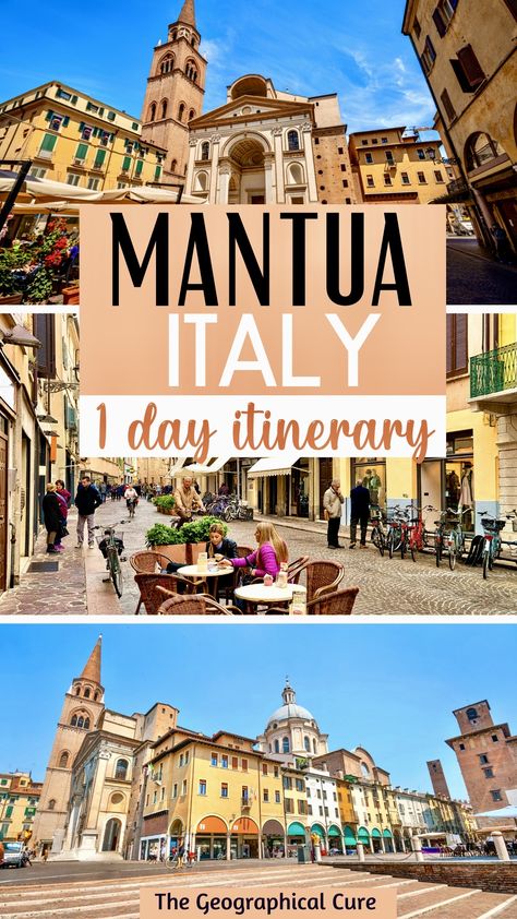 Planning a visit to Mantua Italy? This is the ultimate one day in Mantua itinerary. This Mantua itinerary covers the top attractions and best things to do and see in Mantua in 1 day. Mantua has beautiful architecture, a delicious cuisine, and stunning frescos by the Renaissance artist Guilio Romano and Andrea Mantegna. This Mantua travel guide also gives you tips for visiting Mantua and ideas about places to visit near Mantua. Read on for what to do and see in Mantua in one perfect day! Mantova Italy, Mantua Italy, Italy Bucket List, Italy Restaurant, Italy Trip Planning, Italy 2023, European City Breaks, Italian Lakes, Italy Itinerary