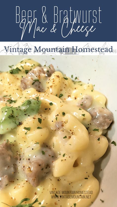 Vintage Homestead, Brats Recipes, Bratwurst Recipes, Macaroni Cheese Recipes, Creamy Macaroni And Cheese, Macaroni Cheese, Sausage Recipes, Marinara, Cheese Recipes