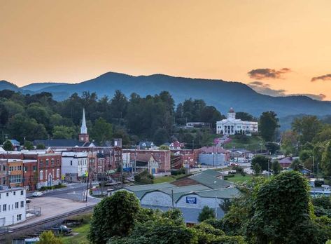 If you think you’ve seen this sweet main street before, it’s very possible you have. The darkly come... - VisitNC.com Western Nc, Family Vacay, North Carolina Mountains, Caving, Celebrity Travel, Travel Outdoors, Mountain Town, Big Business, Filming Locations