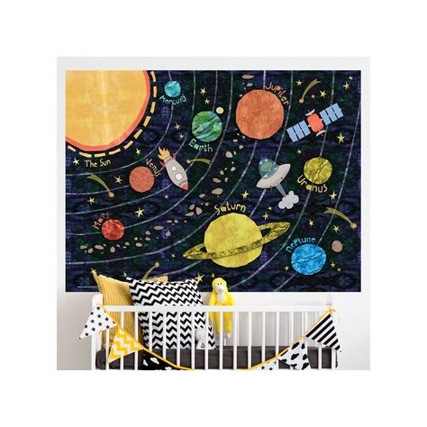 Oopsy Daisy Super Solar System by Alice Feagan Wall Decal | Wayfair Paintings Ideas, Chalkboard Decal, Oopsy Daisy, Planets Wallpaper, Name Wall Decals, Door Decals, Tile Decals, Dream Wall, Toddler Bedrooms