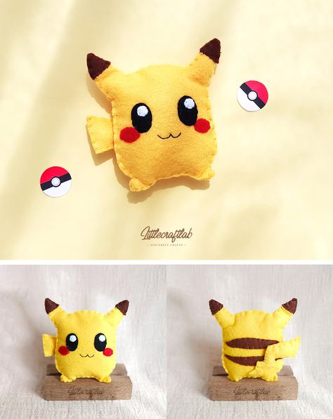 Little Pikachu Handmade Felt Doll :: Behance Felt Pikachu, Pikachu Craft, Felt Pokemon, Diy Pikachu, Felt Crafts Kids, Diy Pokemon, Pokemon Valentine, Pokemon Crafts, Felt Plushie