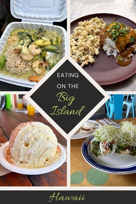 Eating on The Big Island-Hawaii - Obligatory Traveler Big Island Hawaii Food, Green Sand Beach, White Pineapple, Hawaii Food, Volcano National Park, The Big Island, Big Island Hawaii, Spring Rolls, Thai Recipes