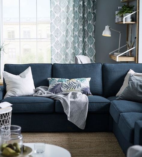 4-Seat Sectionals Sofa Bed Ikea, Kivik Sectional, Curtains Without Sewing, Kivik Sofa, Blue Sofas Living Room, Bed Ikea, Cama Ikea, Ikea Usa, Grey Sectional Sofa