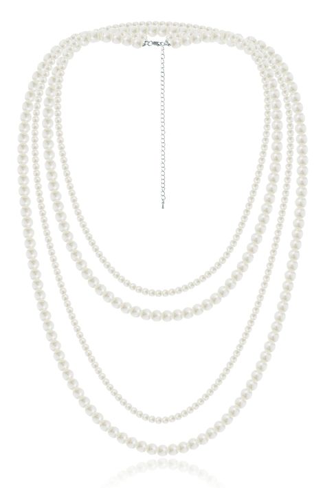 Pearl Necklace Layer, Gatsby Costume, Long Pearl Necklace, Pearl Chain Necklace, Long Pearl Necklaces, Pearl Necklace Set, Pearls Necklace, Casual Accessories, Pearl Strands