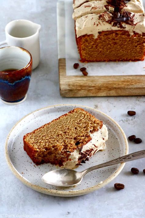 Coffee Loaf Cake with Espresso Frosting - Del's cooking twist Coffee Loaf Cake, Coffee Loaf, Espresso Frosting, Coffee Cake Loaf, Buttermilk Banana Bread, Espresso Cake, Orange Pound Cake, Coffee Flavors, Loaf Cake Recipes