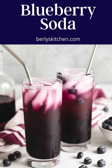 Soda Recipes Drinks, Blueberry Soda Recipe, Soft Drinks Sodas, Blueberry Drink, Soda Drinks Recipes, Soda Stream Recipes, Blueberry Drinks, Blueberry Simple Syrup, Soft Drinks Recipes