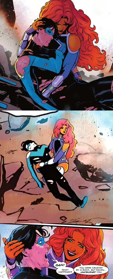 Nightwing and Starfire Starfire Comics, Teen Titans Starfire, Nightwing And Starfire, Teen Titans Fanart, Teen Titan, Comic Layout, Univers Dc, Batman Funny, Avakin Life