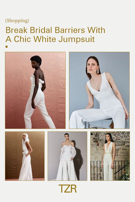 Who says you have to go with a dress? Nontraditional Wedding Outfit, White Bridal Jumpsuit, Bridal Jumpsuit, Nontraditional Wedding, White Jumpsuit, White Bridal, Sounds Like, Creative Fashion, Wedding Outfit