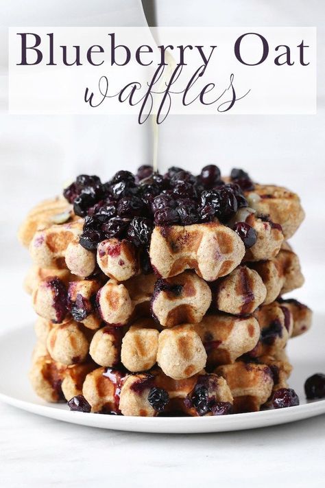 Whole Wheat Blueberry Oat Waffles are made with simple ingredients and require just 30 minutes. Bursting with blueberry flavor, wholesome real food ingredients and freezer-friendly! Fun Waffles, Blueberry Waffles Recipe, Breakfast Vibes, Blueberry Waffle, Oat Waffles, Blueberry Waffles, Clean Eating Grocery List, Best Healthy Dinner Recipes, Grain Recipes