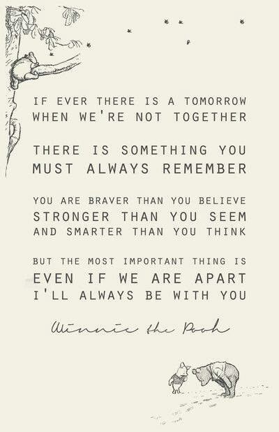 If ever there is a tomorrow when we're not together... Always Together Quotes, Long Distance Friendship Quotes, There Is No Tomorrow, Together Quotes, Always Together, No Tomorrow, Winnie The Pooh Quotes, Quotes Wallpapers, Suspense Books