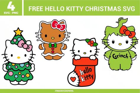 Hello Kitty Christmas Free SVG Files | Free SVG Download Hello Kitty Svg Free Cricut, Christmas Emojis, Christmas Sanrio, Hello Kitty Svg, Hello Kitty Christmas Tree, Free Monogram Fonts, Christmas Hello Kitty, Disney Easter, Kitchen Christmas Gifts