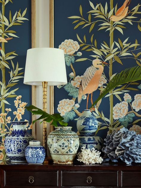 Coastal Chinoiserie, Summer Thornton, Kips Bay Showhouse, Chinoiserie Panels, Florida Interior Design, Interior Design Process, Interior Color Schemes, Paint Colors Benjamin Moore, Chinoiserie Chic