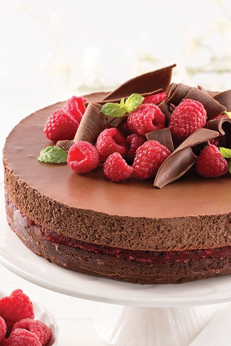 Gâteau-mousse au chocolat et framboises Barbecue Desserts, Chocolate Mousse Cake, Bread Cake, Mousse Cake, Mini Desserts, Fruit Desserts, Desert Recipes, Cake Desserts, Mini Cheesecake