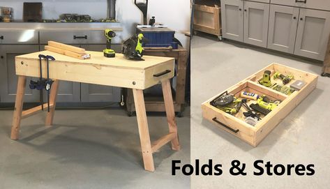 Portable Workbench, Building A Workbench, Plywood Projects, Garage Work Bench, Workbench Plans, Small Woodworking Projects, Bench Plans, Work Diy, Diy Bench