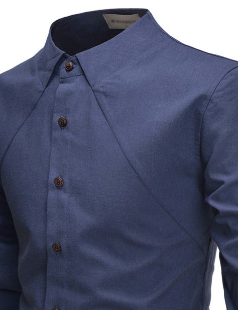 No Collar Shirt, Lakaran Fesyen, Detail Couture, Men Fashion Casual Shirts, Stylish Mens Fashion, Mens Designer Shirts, African Men Fashion, Men Shirt Style, Collar Shirt