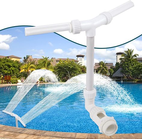 Klleyna Water-Fountain Dual Spray Swimming-Pool-Accessories - Upgrade Above/Inground Waterfall Cooler, Adjustable 2 in 1 Spray Nozzle, High Pressure Pond Aerator, Garden Sprinkle Feature Outdoor Decor Swimming Pool Fountains, Landscaping With Fountains, Fish Pond Gardens, Pond Aerator, Hot Tub Accessories, Swimming Pool Accessories, Pond Water Features, Pool Fountain, Pool Waterfall